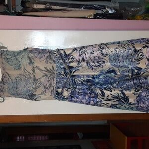 Taylor Blue and Cream Floral Midi Dress